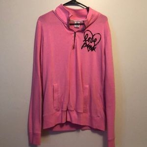 PINK 1/4 zip hoodie. Small stain near zipper